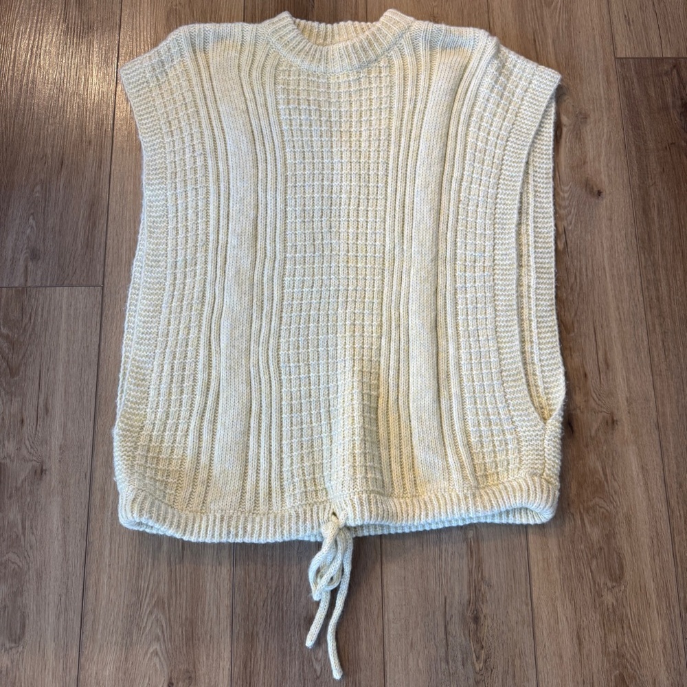 Universal Thread Cream Knit Sweater Vest Tie Hem OSFM